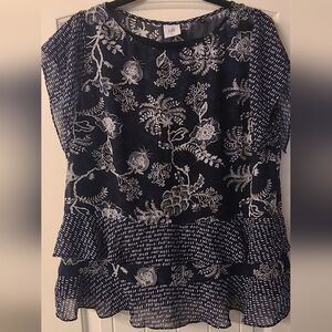 Cute CABI Floral Top Blouse Shirt #5355, L